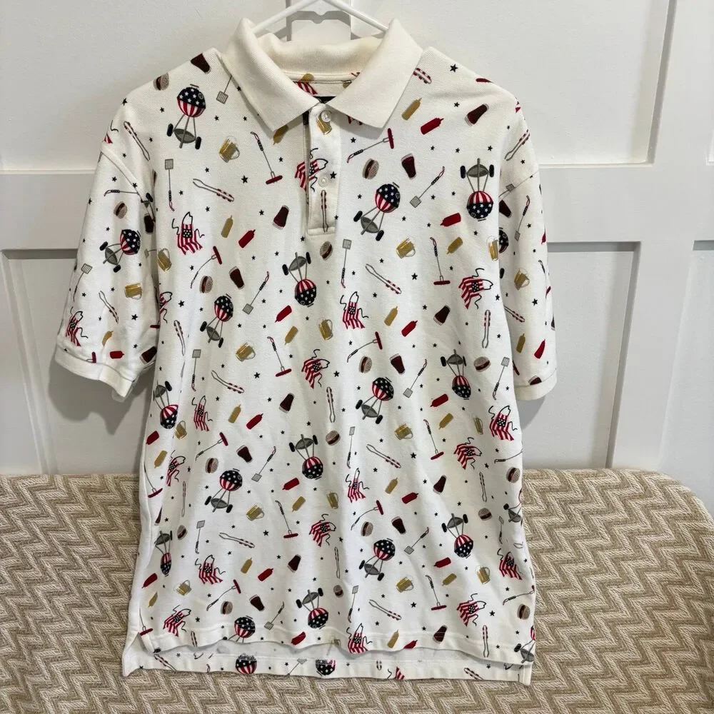 Croft & Barrow Sport BBQ 4th Of July Memorial Day S/S Polo Shirt Top - Picture 2 of 7